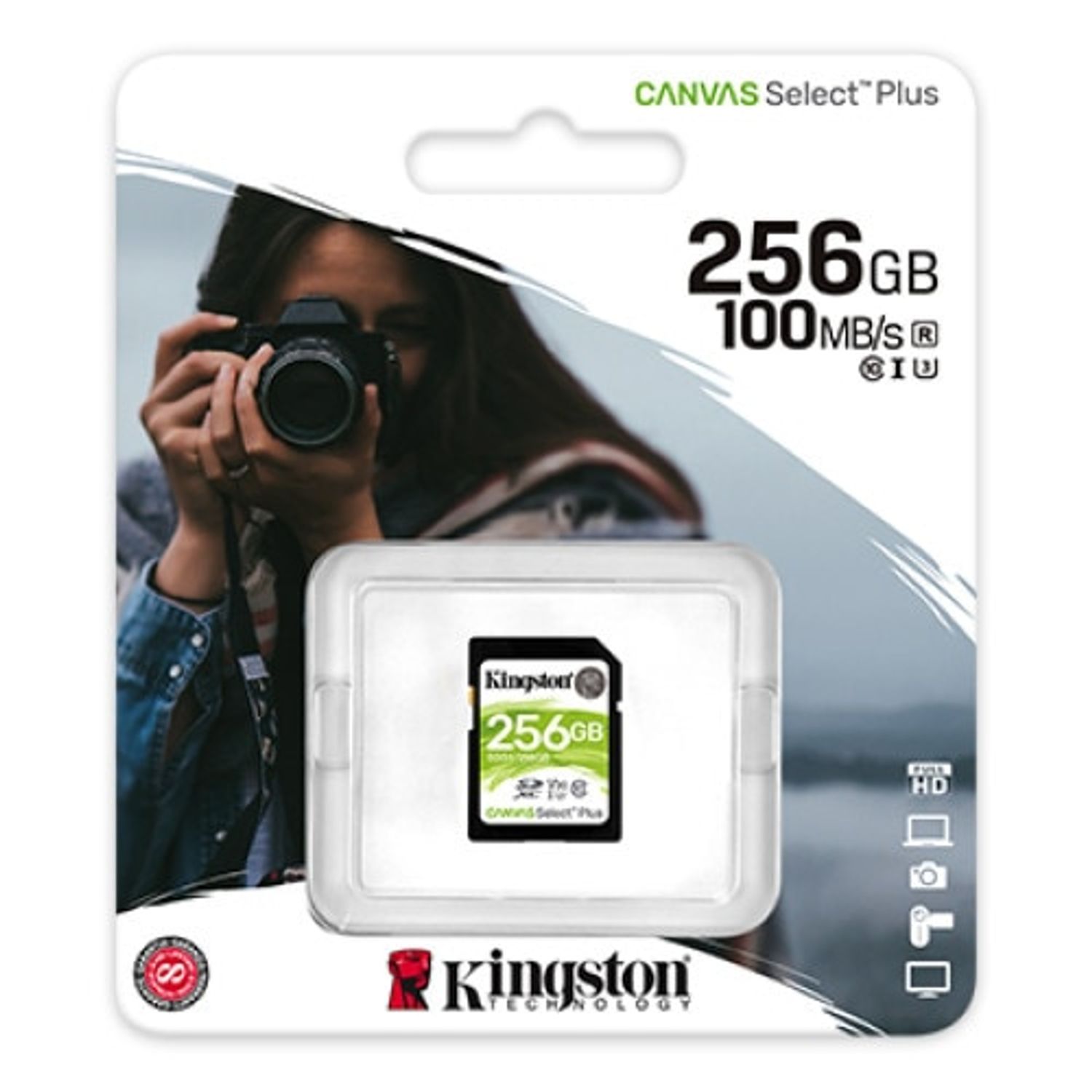 Card de memorie Kingston Canvas Select Plus SD Card, 256GB, Class 10, UHS-I fotografia produsului View 3 L