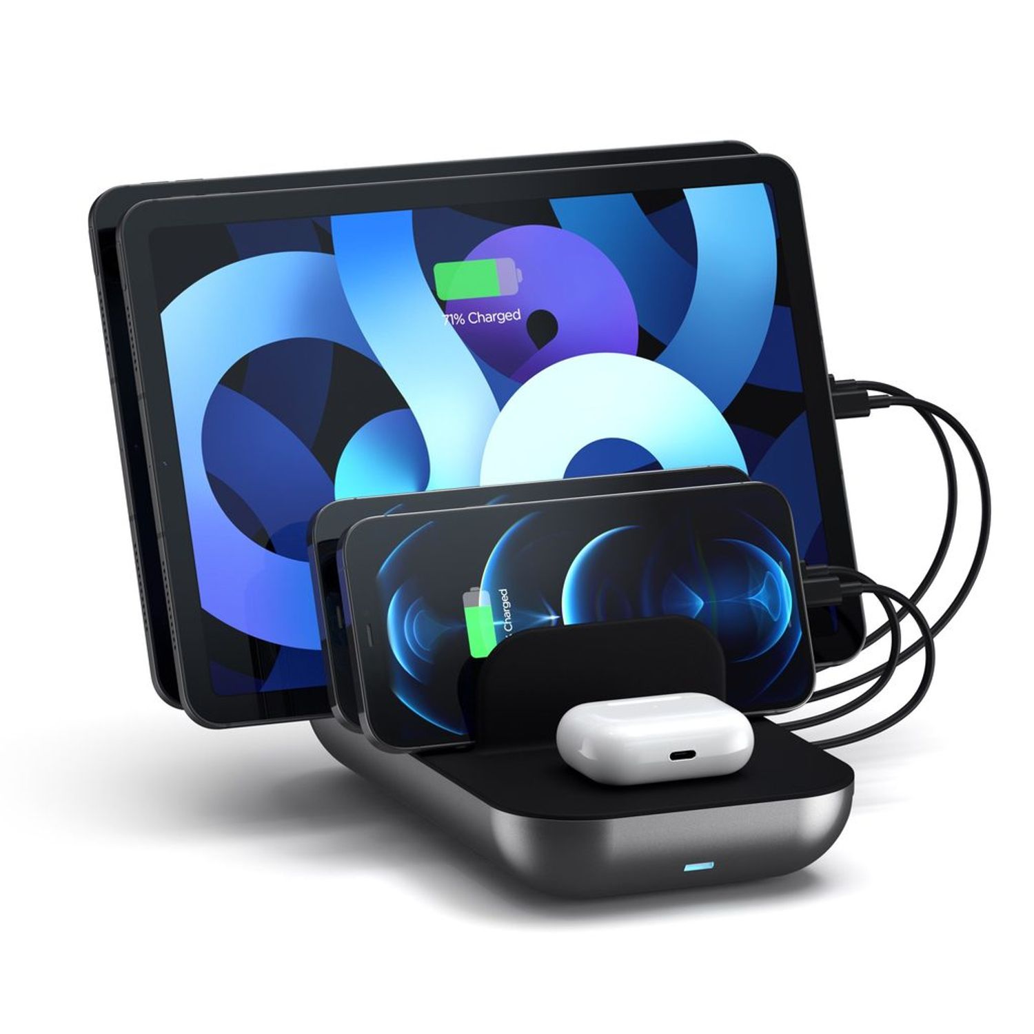 Statie de incarcare 5 in 1, Satechi, USB-C/USB-A/Wireless, Gri inchis fotografia produsului View 2 L