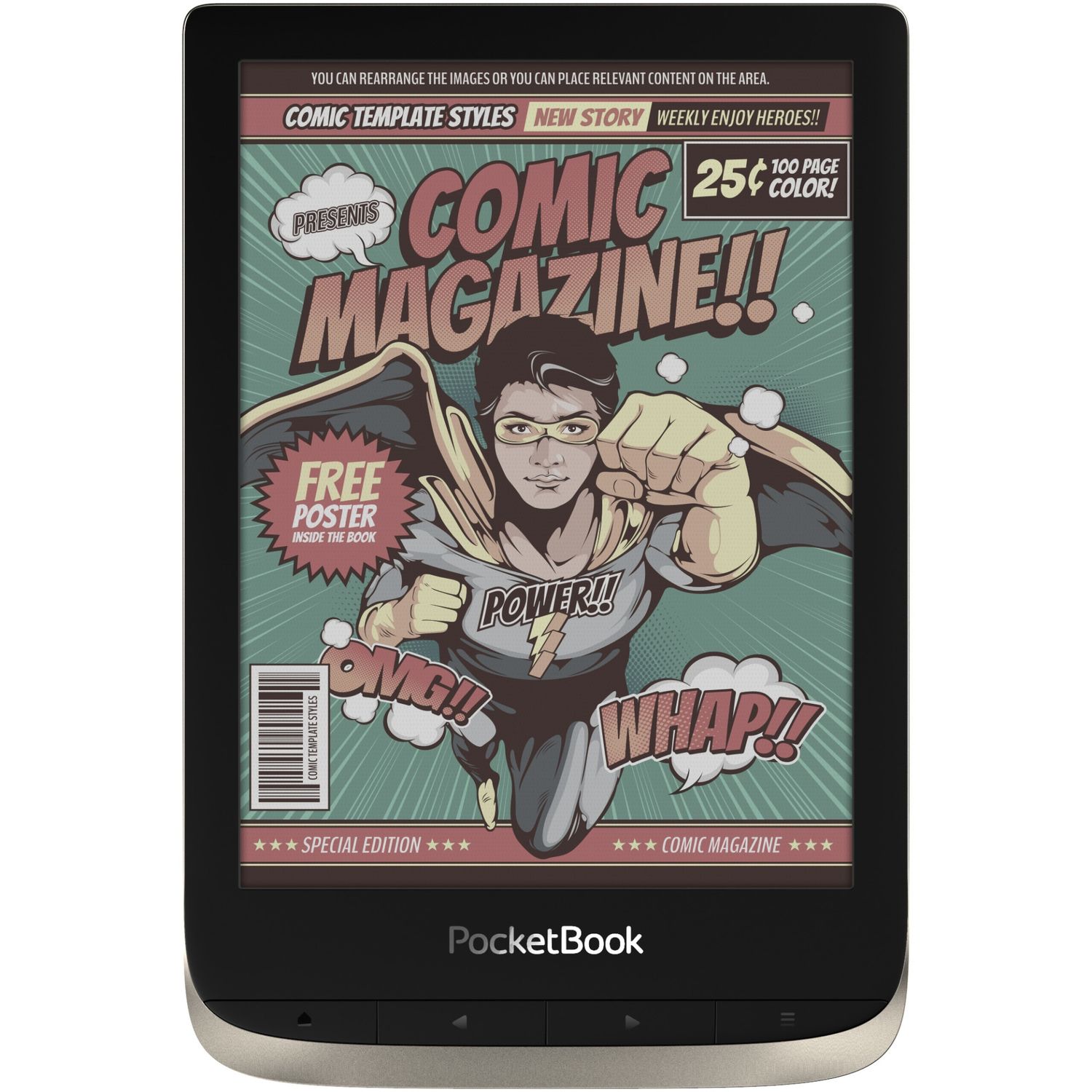 Ebook Reader PocketBook Color, 6" E Ink Kaleido&trade; color, 16GB+microSD, 300dpi, Argintiu fotografia produsului View 2 L