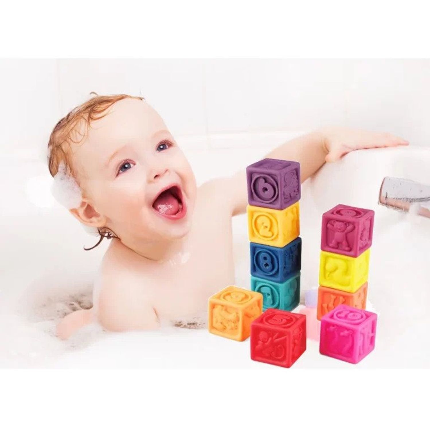Set 10 cuburi din silicon pentru baie, 7Toys fotografia produsului