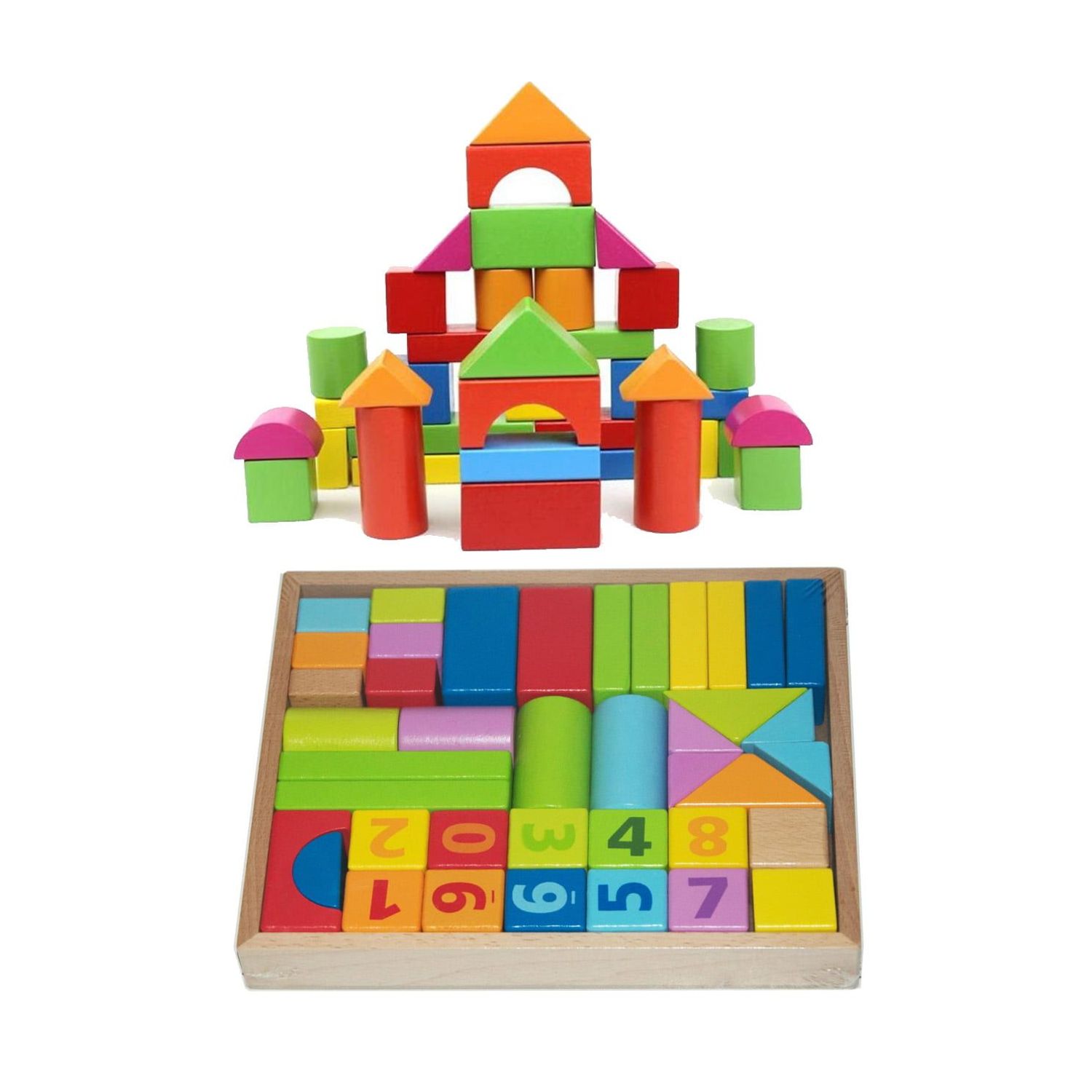 Set 38 cuburi constructie din lemn, 7Toys fotografia produsului