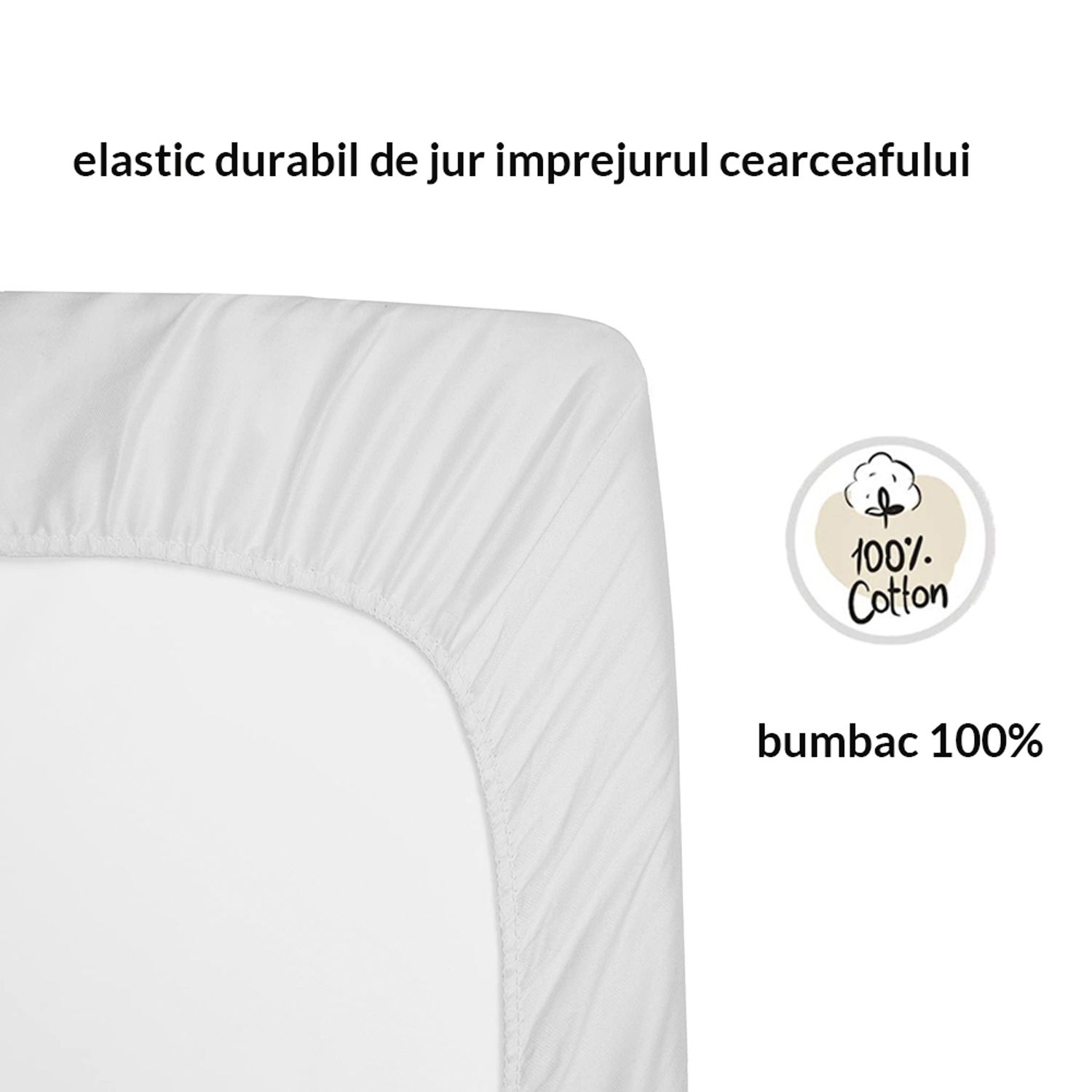 Cearceaf din bumbac cu elastic roata pentru patut 120x60 cm Kidizi Alb fotografia produsului View 4 L