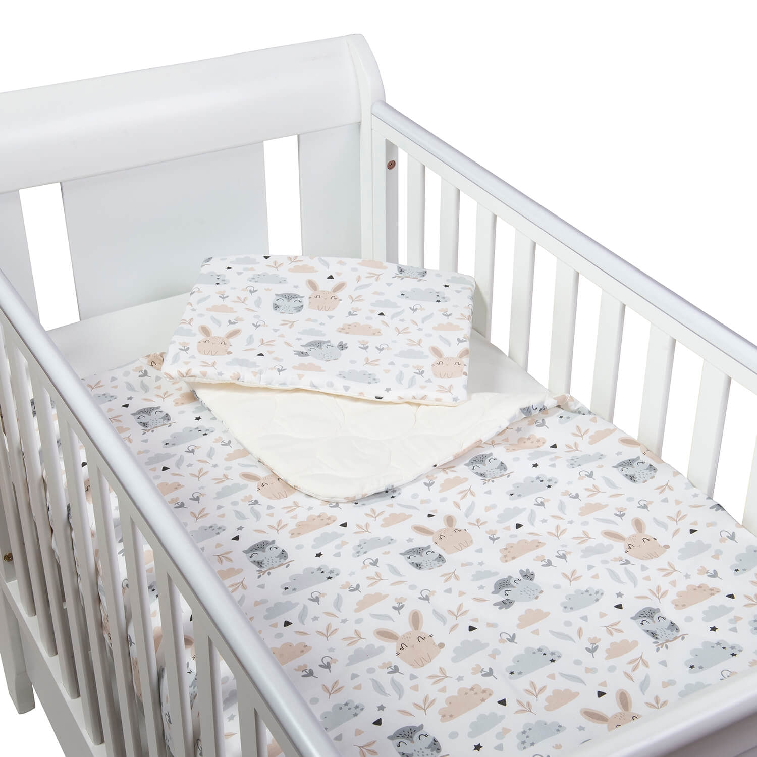 Set lenjerie matlasata 3 piese Kidizi Forest Friends, include perna, plapumioara si cearceaf fotografia produsului