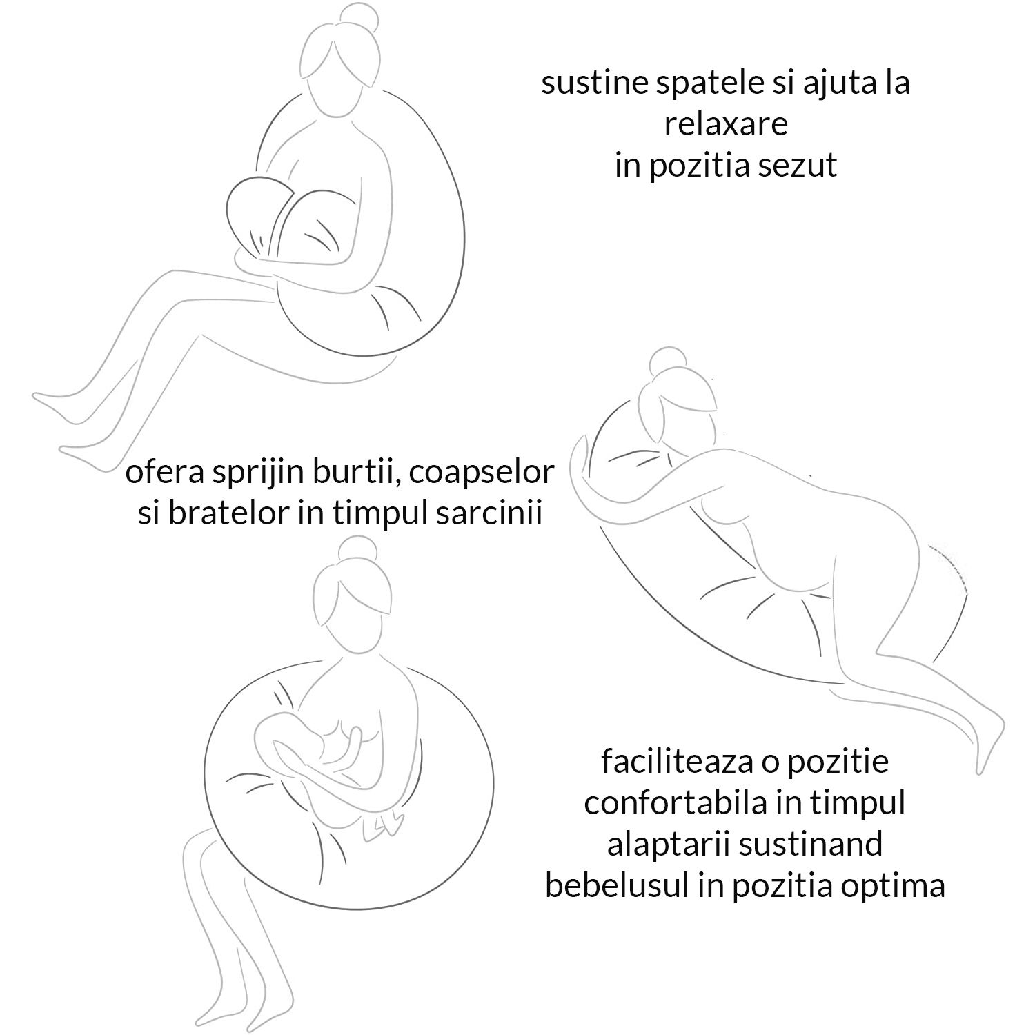 Perna gravide 3 in 1 cu husa detasabila Kidizi Lena, lungime 160 cm, Grey Dots fotografia produsului View 5 L