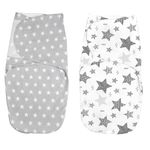 Set 2 sisteme de infasat duble cu interior din flanel 0-3 luni Kidizi All Grey Stars fotografia produsului
