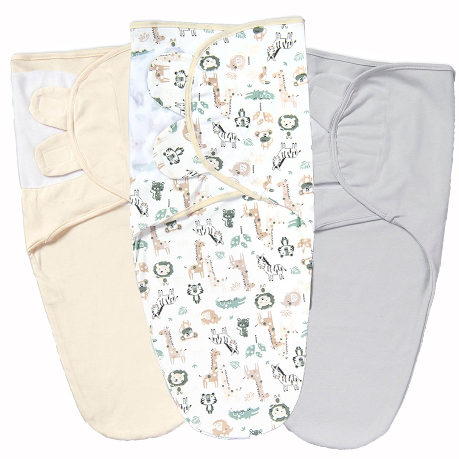 Set 3 sisteme de infasat reglabil din bumbac 0-3 luni Kidizi Safari fotografia produsului