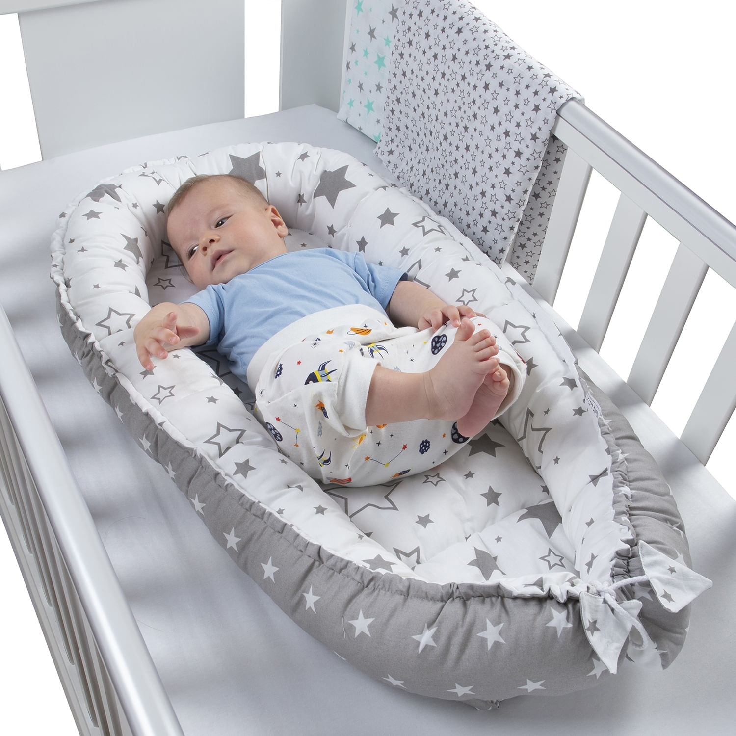 Cosulet dormit bebelusi Kidizi Baby Nest + salteluta impermeabila detasabila Galaxy Grey fotografia produsului View 2 L
