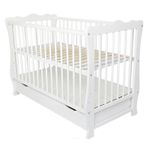 Patut din lemn masiv 120x60 cm Isla alb cu sertar si roti fotografia produsului View 5 S