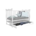 Patut din lemn masiv 120x60 cm Isla alb cu sertar si roti fotografia produsului View 2 S