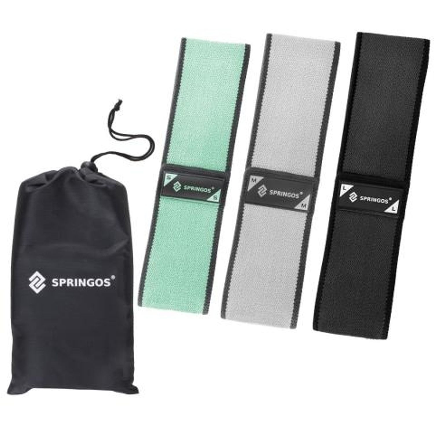 Benzi elastice Hip Band Springos, set 3 bucati rezistenta diferita grey/green/black fotografia produsului View 2 L