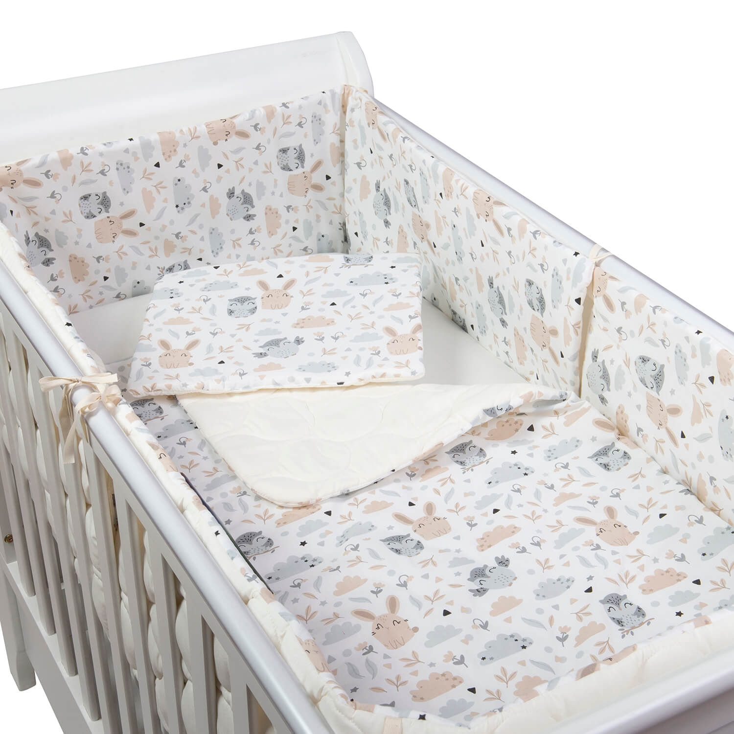 Set 2 aparatori matlasate patut 140x70 cm Kidizi Forest Friends Deluxe, inaltime 35 cm fotografia produsului View 2 L