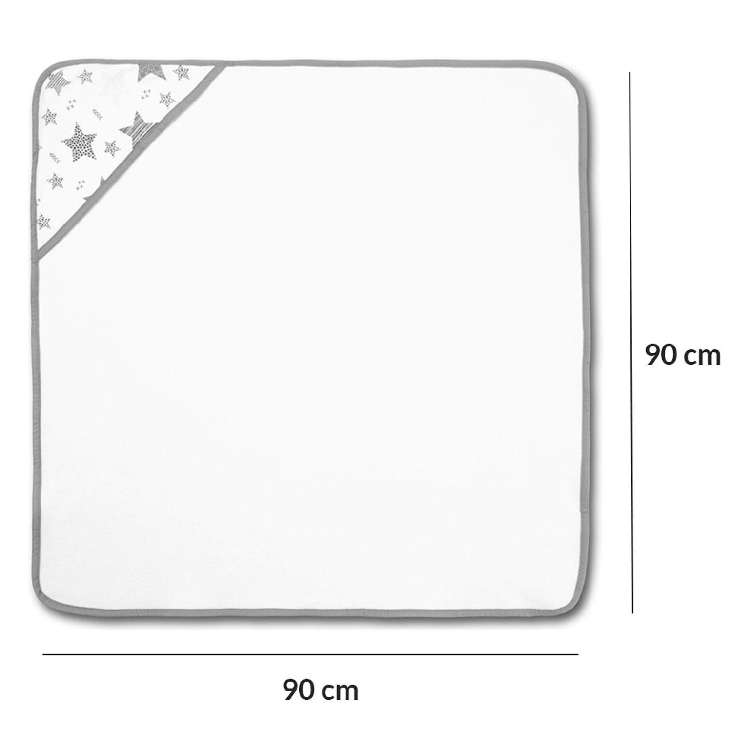 Prosop bebe din bumbac cu gluga 90x90 cm Kidizi Galaxy Grey fotografia produsului View 3 L