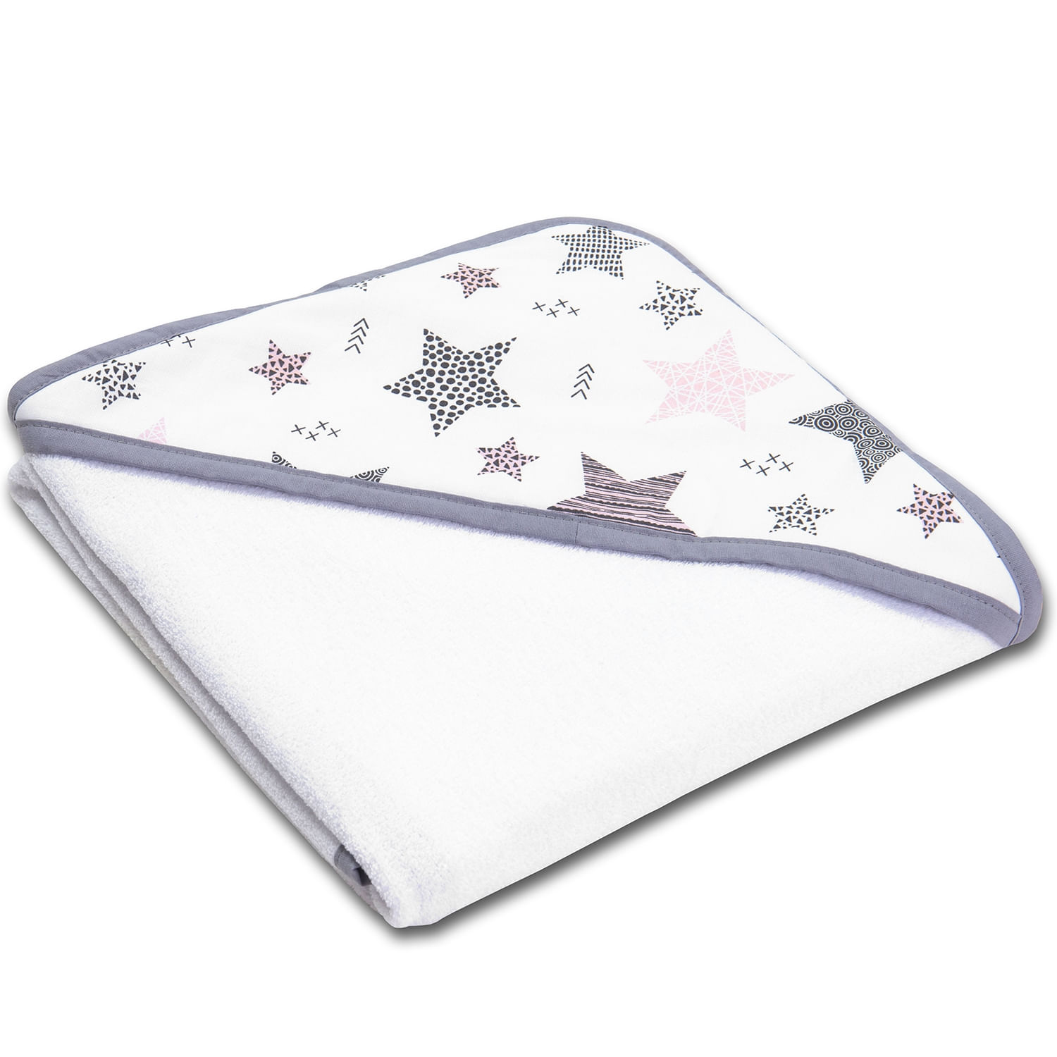 Set doua prosoape din bumbac cu gluga 90x90 cm Kidizi Pink Star Clouds fotografia produsului View 3 L
