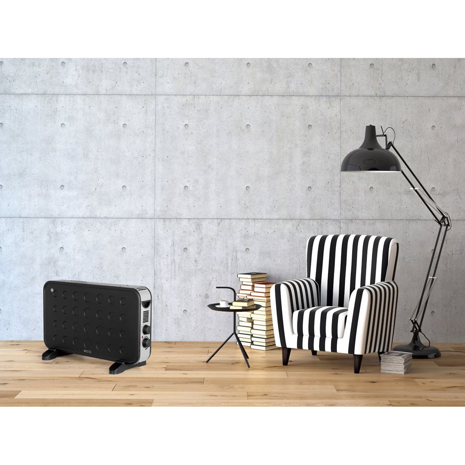 Convector electric de podea ECG TK 2070 Negru, 2000W, 2 trepte de putere fotografia produsului View 2 L
