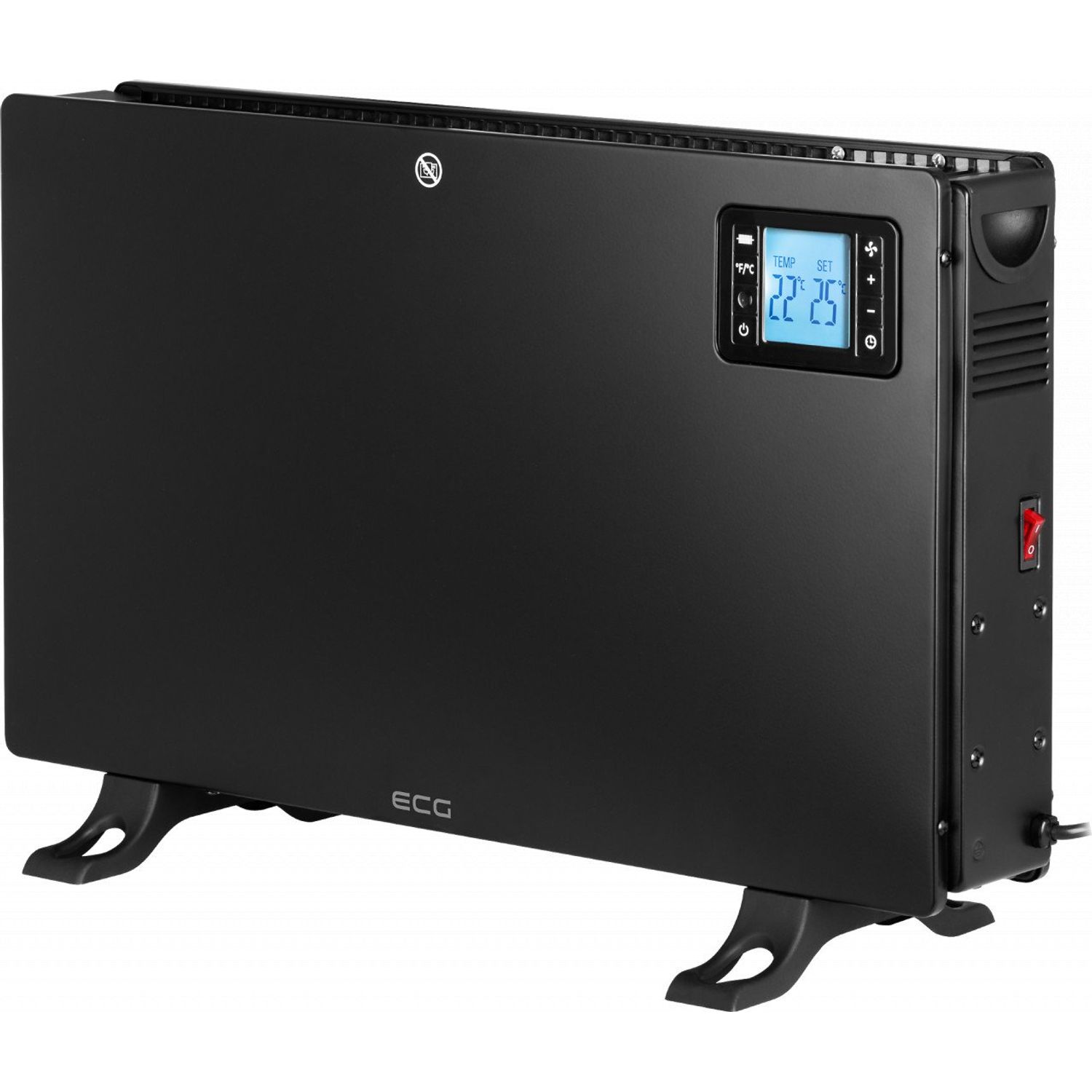 Convector electric de podea ECG TK 2080 DR negru, 2000 W, 3 trepte, termostat, LCD fotografia produsului