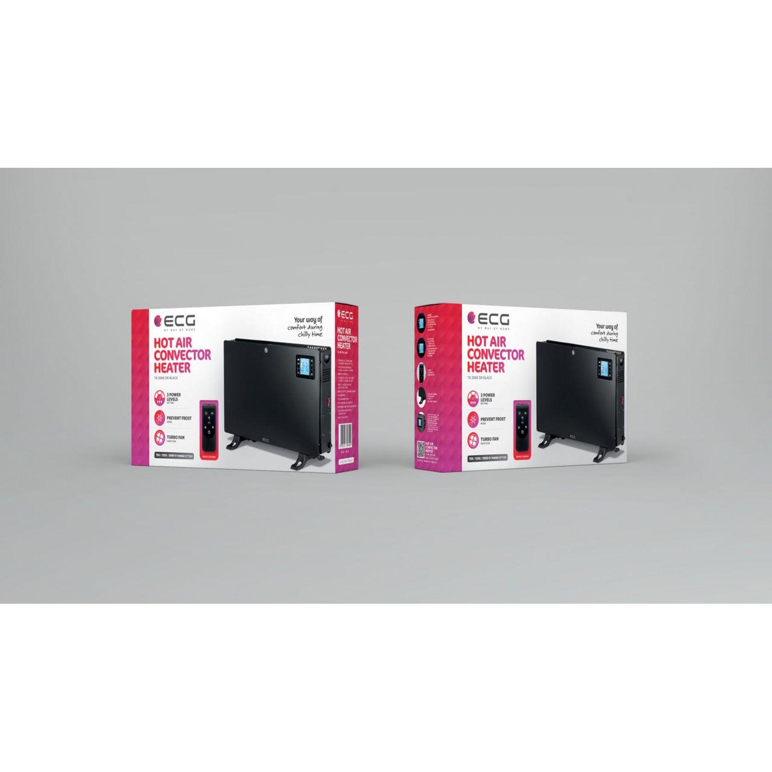 Convector electric de podea ECG TK 2080 DR negru, 2000 W, 3 trepte, termostat, LCD fotografia produsului View 13 L