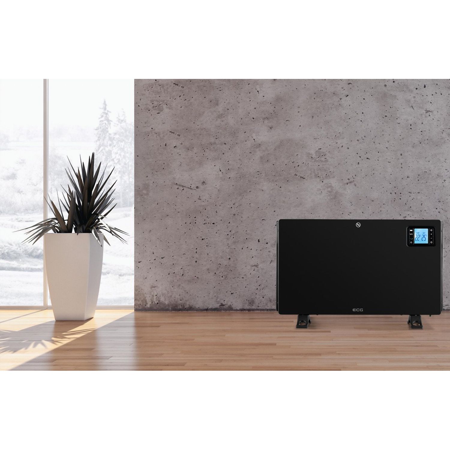 Convector electric de podea ECG TK 2080 DR negru, 2000 W, 3 trepte, termostat, LCD fotografia produsului View 10 L