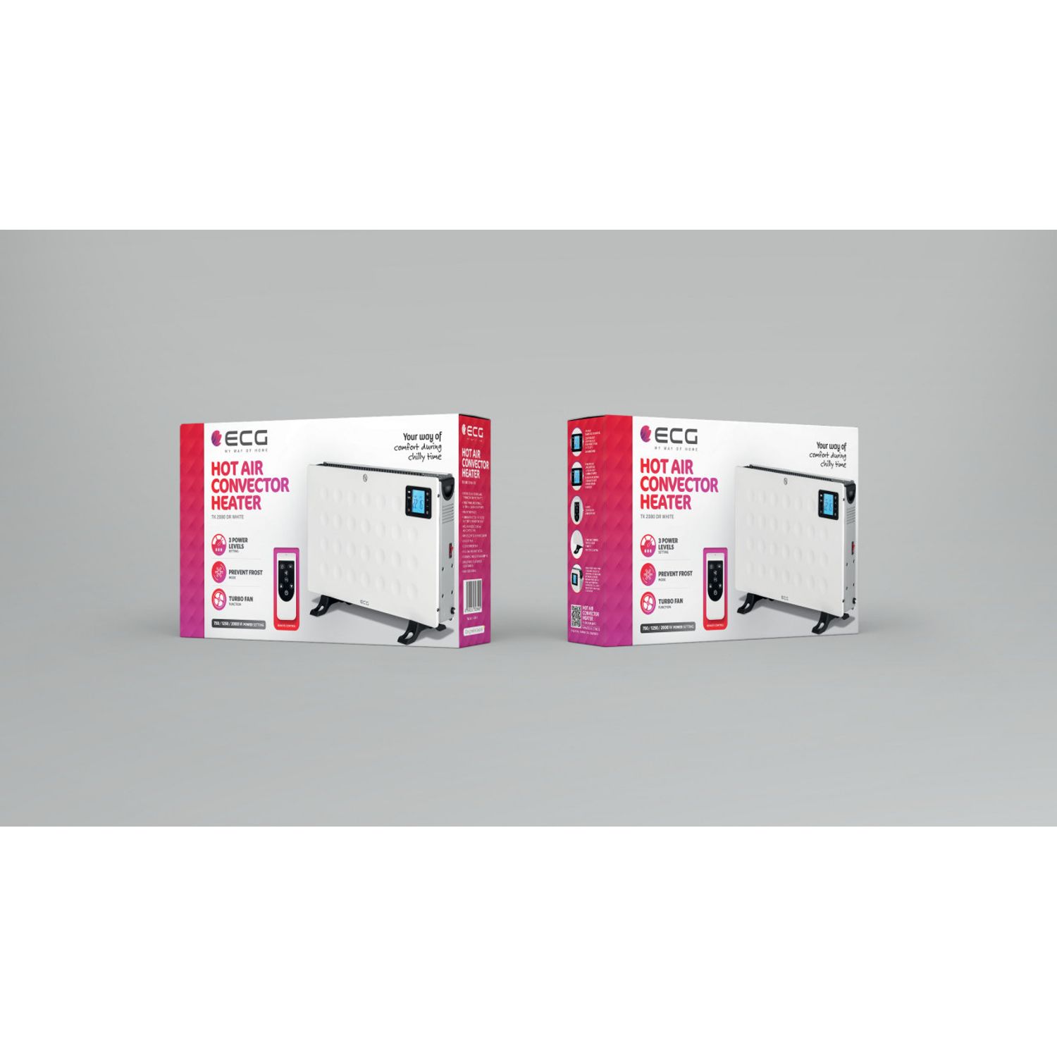 Convector electric de podea ECG TK 2080 DR alb, 2000 W, 3 trepte, termostat, LCD fotografia produsului View 13 L