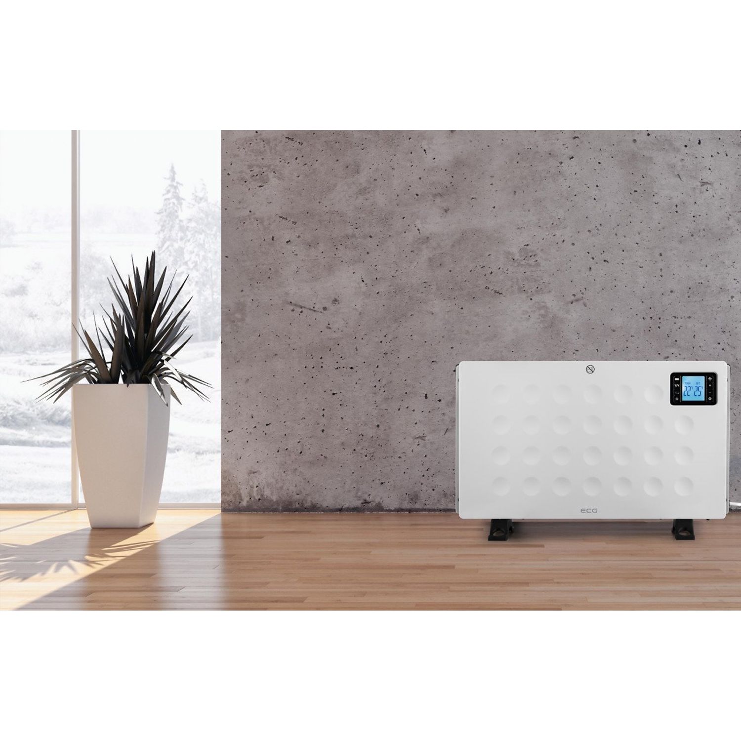 Convector electric de podea ECG TK 2080 DR alb, 2000 W, 3 trepte, termostat, LCD fotografia produsului View 12 L