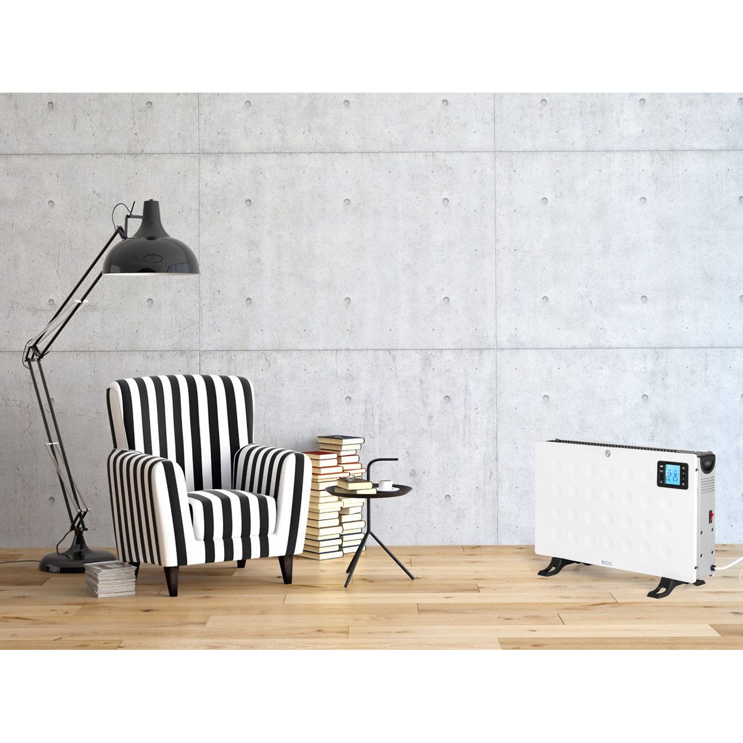 Convector electric de podea ECG TK 2080 DR alb, 2000 W, 3 trepte, termostat, LCD fotografia produsului View 11 L