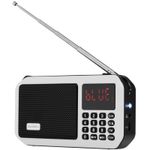 Radio portabil cu acumulator GoGEN FMP 125 BTW, FM, Bluetooth, lanterna, card micro SD, alb fotografia produsului