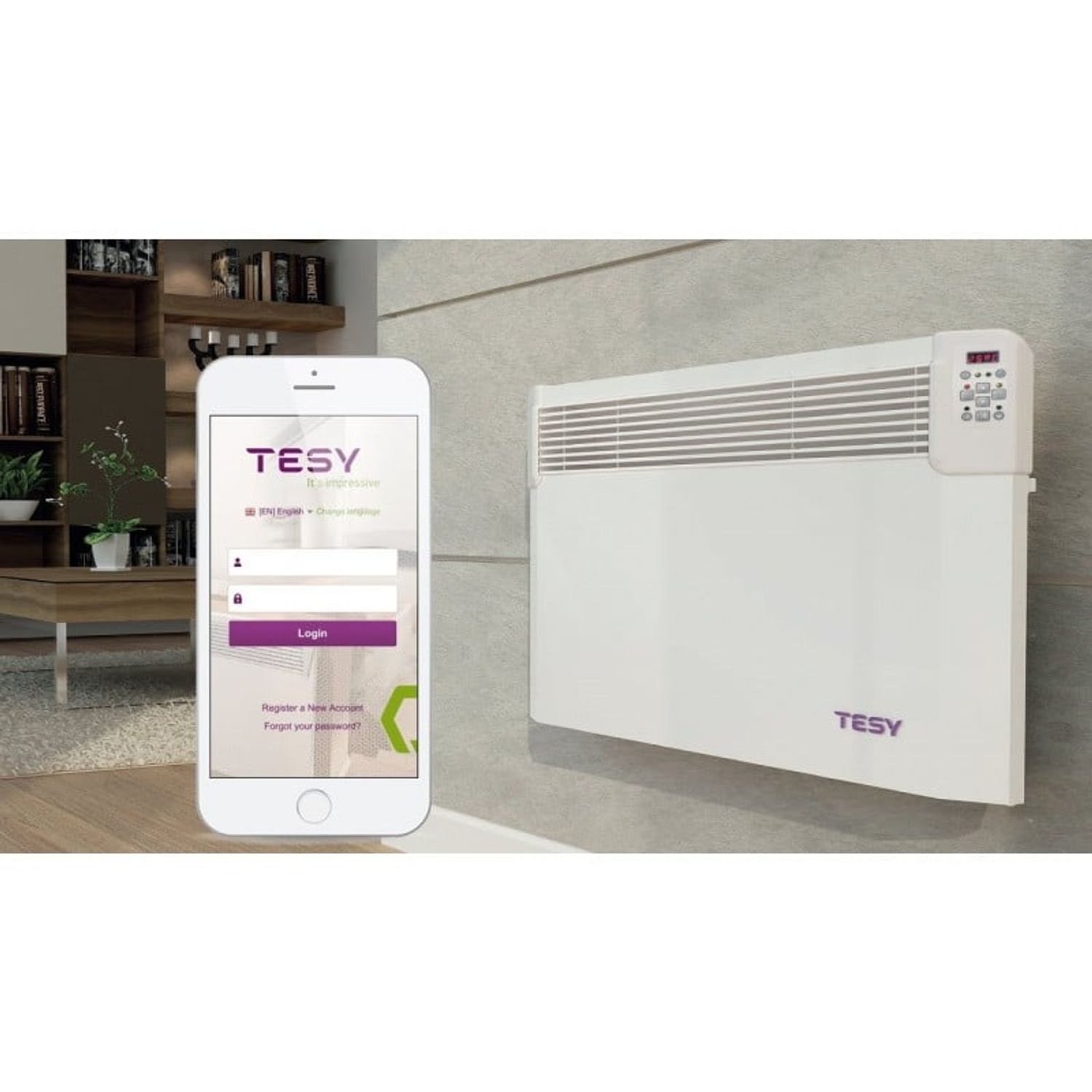 Convector electric de Perete cu modul Wi-Fi, TESY CN04 200 EIS CLOUD W, putere 2000W, suprafata 16-24mp fotografia produsului View 5 L