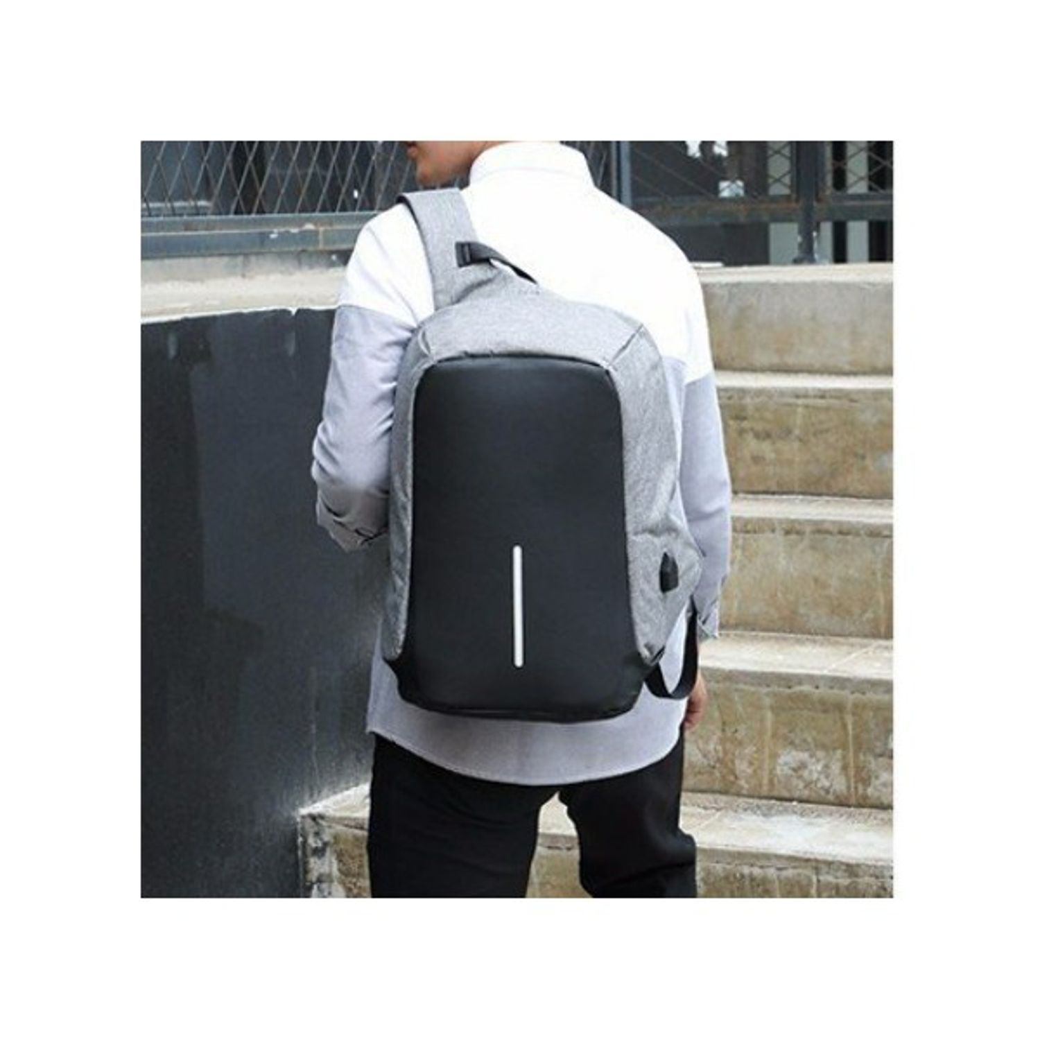 Rucsac pentru barbati Leon GT1482, cu port USB, gri fotografia produsului View 6 L