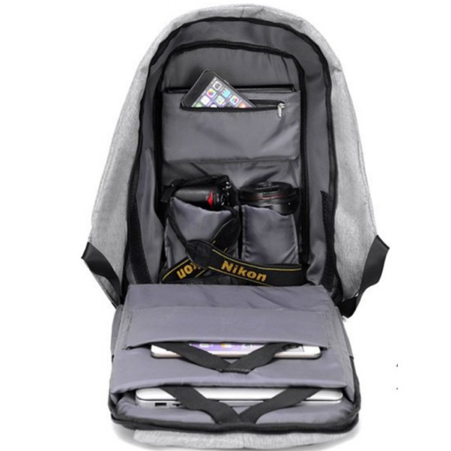 Rucsac pentru barbati Leon GT1482, cu port USB, gri fotografia produsului View 2 L