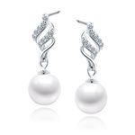 Cercei argint 925, JW68, model cu perla si zirconiu fotografia produsului