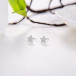 Cercei argint 925, JW39, model in forma de stea, cu cristale fotografia produsului View 2 S