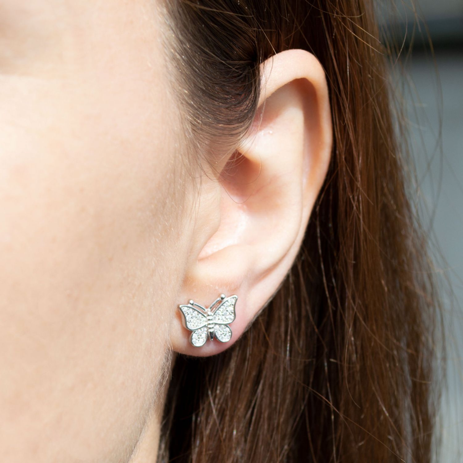 Cercei argint 925, JW43, model Fluture, cu cristale fotografia produsului View 5 L