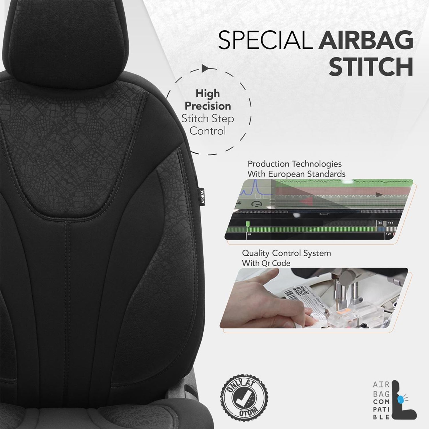 Set huse scaun auto PREMIUM, Universale, fractionate, OTOM RUBY DESIGN 1201 fotografia produsului View 5 L