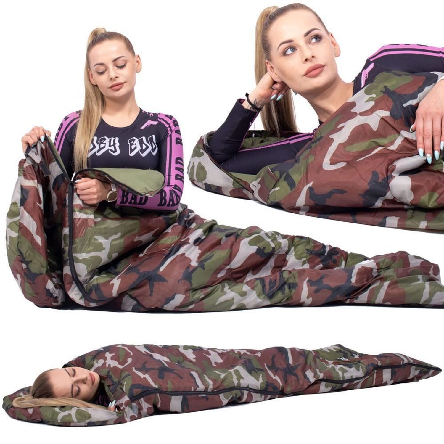 Sac de dormit, turistic, 2 in 1, camuflaj, 210x73 cm, Springos fotografia produsului View 20 L