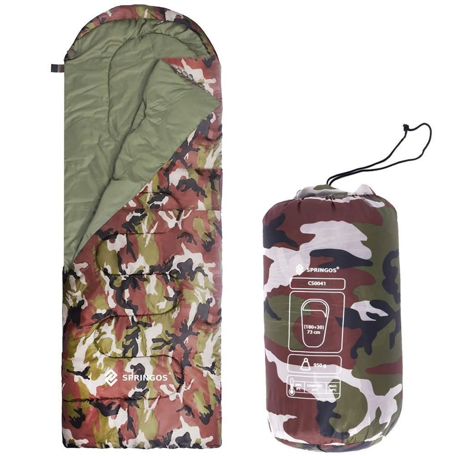Sac de dormit, turistic, 2 in 1, camuflaj, 210x73 cm, Springos fotografia produsului View 26 L