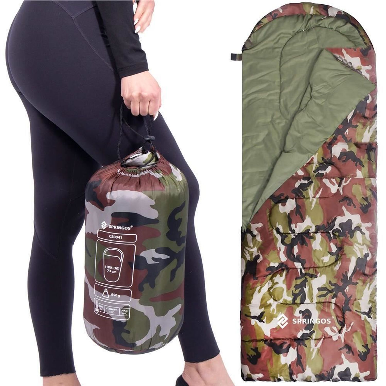 Sac de dormit, turistic, 2 in 1, camuflaj, 210x73 cm, Springos fotografia produsului View 23 L