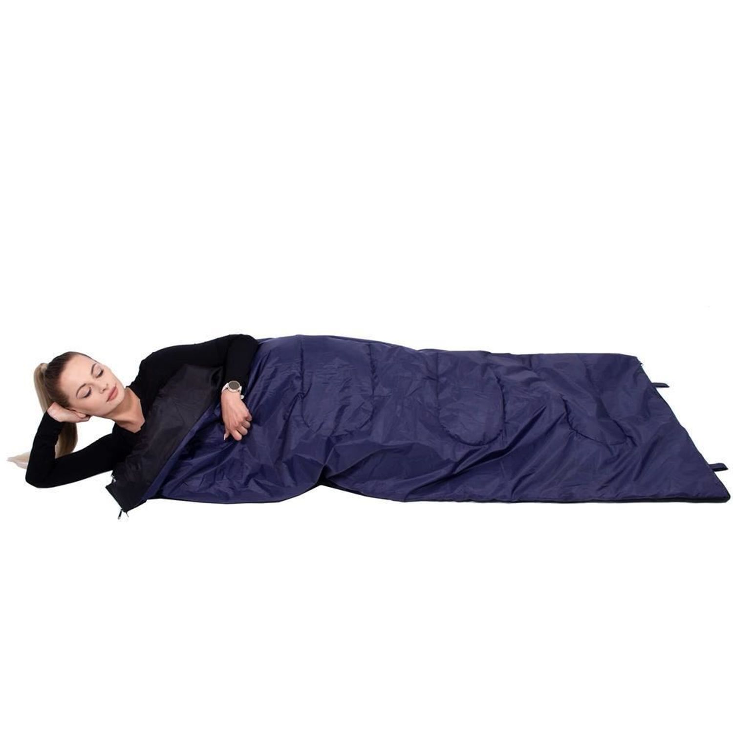 Sac de dormit, turistic, 2 in 1, albastru, 190x73 cm, Springos fotografia produsului View 19 L