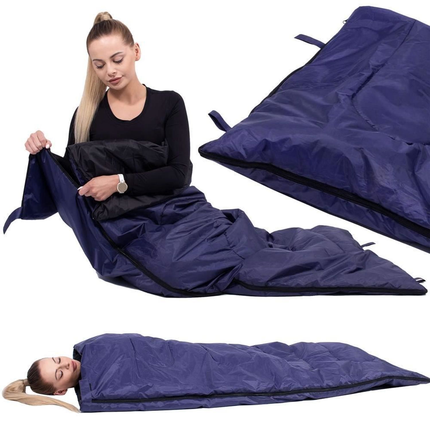 Sac de dormit, turistic, 2 in 1, albastru, 190x73 cm, Springos fotografia produsului View 3 L