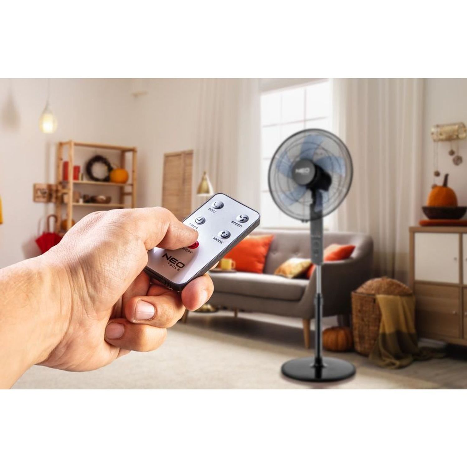 Ventilator cu picior, 45 W, telecomanda, 3 viteze, 40 cm, NEO fotografia produsului View 7 L