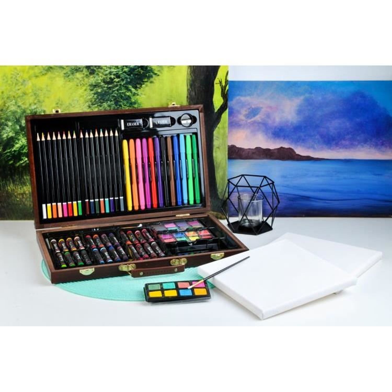 Set pictura si desen, trusa lemn, 81 piese fotografia produsului View 3 L