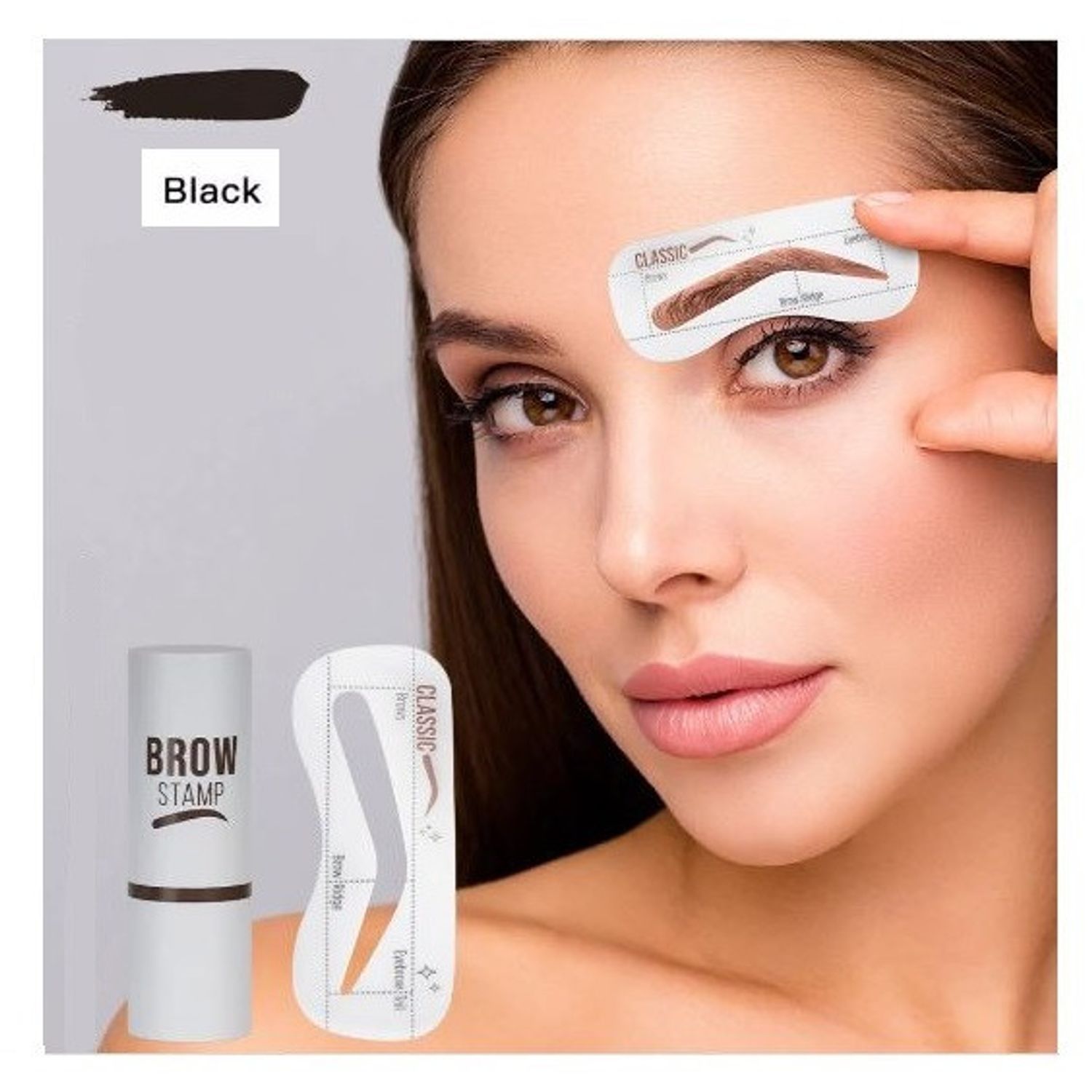 Stampila sprancene, Fit Me, Eyebrow Stamp, 3 Sabloane incluse, Black fotografia produsului View 5 L