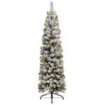 vidaXL Brad de Crăciun artificial subțire LED&zăpadă verde 120 cm PVC fotografia produsului