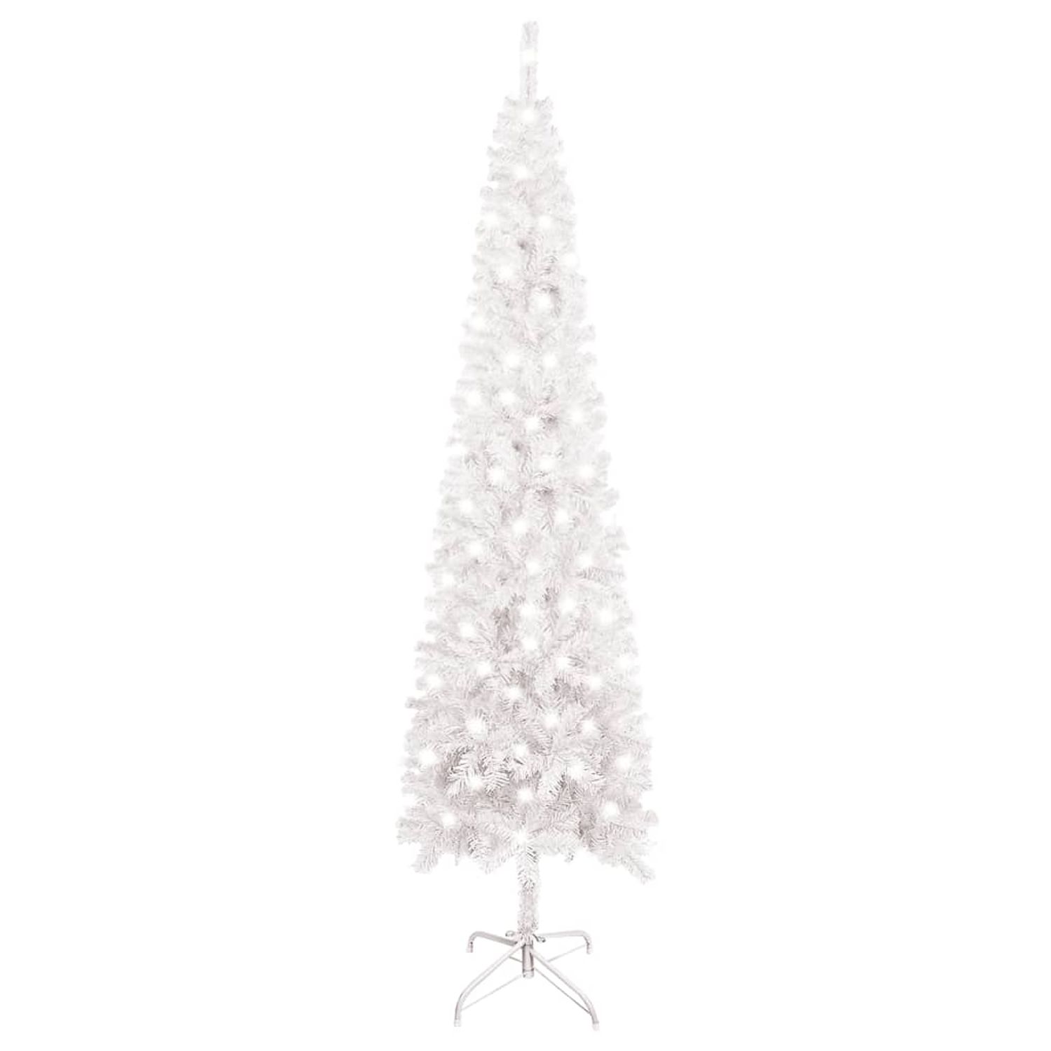 vidaXL Brad de Crăciun subțire cu LED-uri, alb, 210 cm fotografia produsului