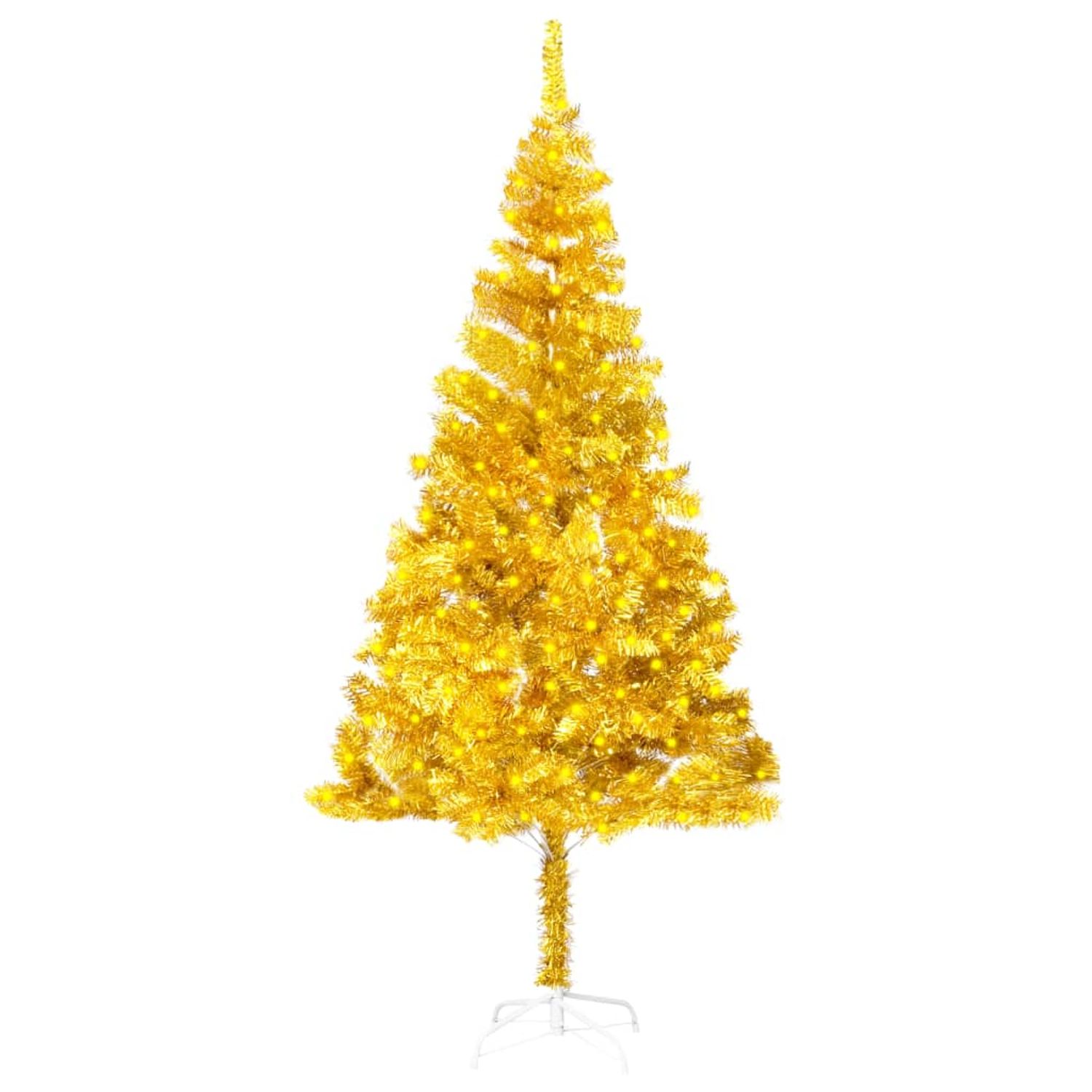 vidaXL Brad de Crăciun artificial cu LED/suport, auriu, 180 cm, PET fotografia produsului