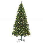 vidaXL Brad de Crăciun artificial cu LED-uri&conuri, verde, 210 cm fotografia produsului