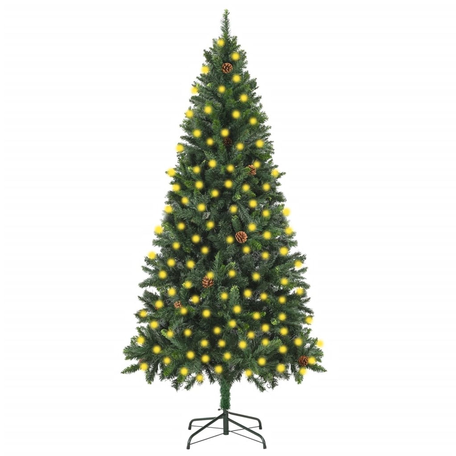vidaXL Brad de Crăciun artificial cu LED-uri&conuri, verde, 210 cm fotografia produsului