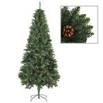 vidaXL Brad de Crăciun artificial cu conuri de pin, verde, 210 cm fotografia produsului