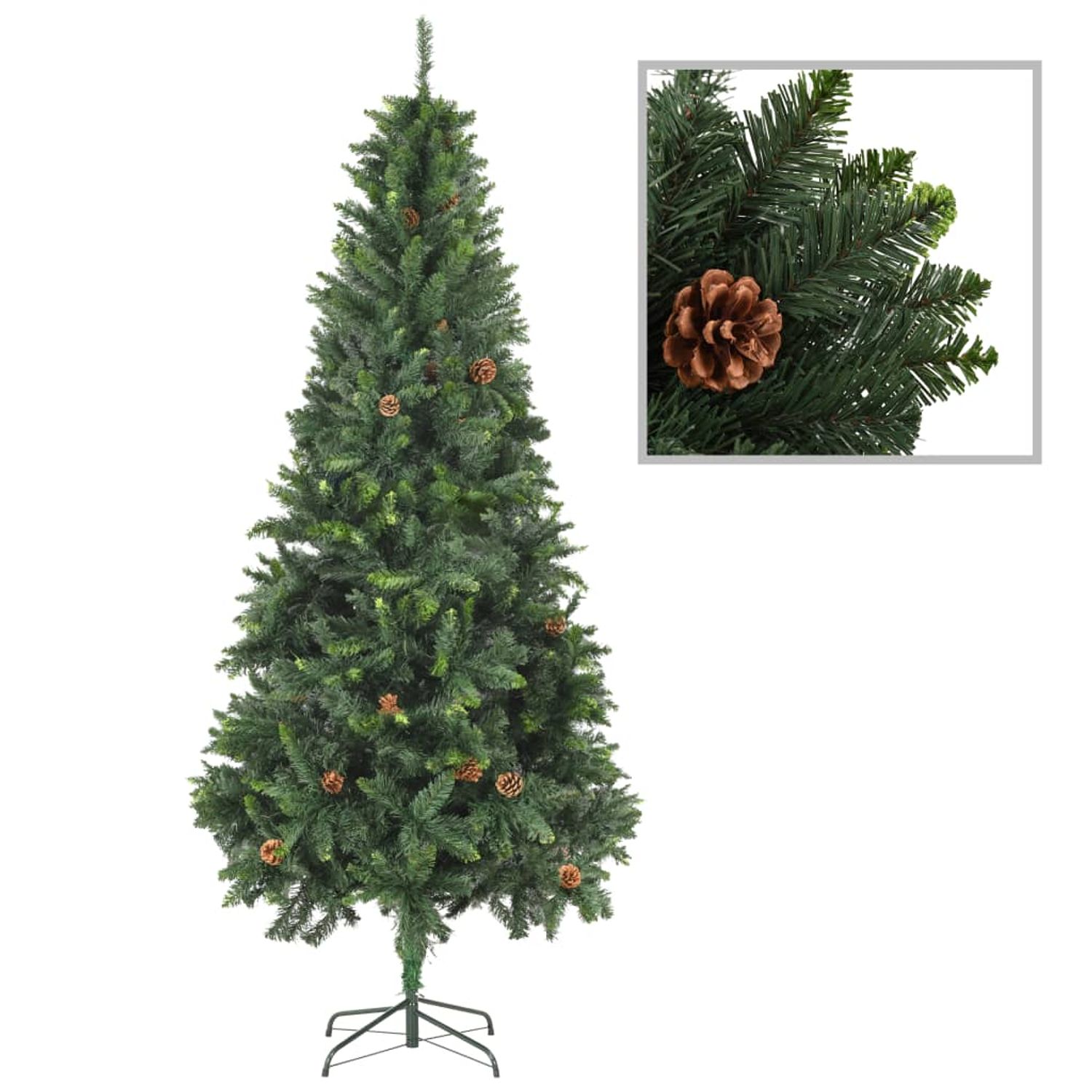 vidaXL Brad de Crăciun artificial cu conuri de pin, verde, 210 cm fotografia produsului