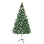 vidaXL Brad de Crăciun artificial cu LED-uri&conuri de pin, 210 cm,3077443 fotografia produsului