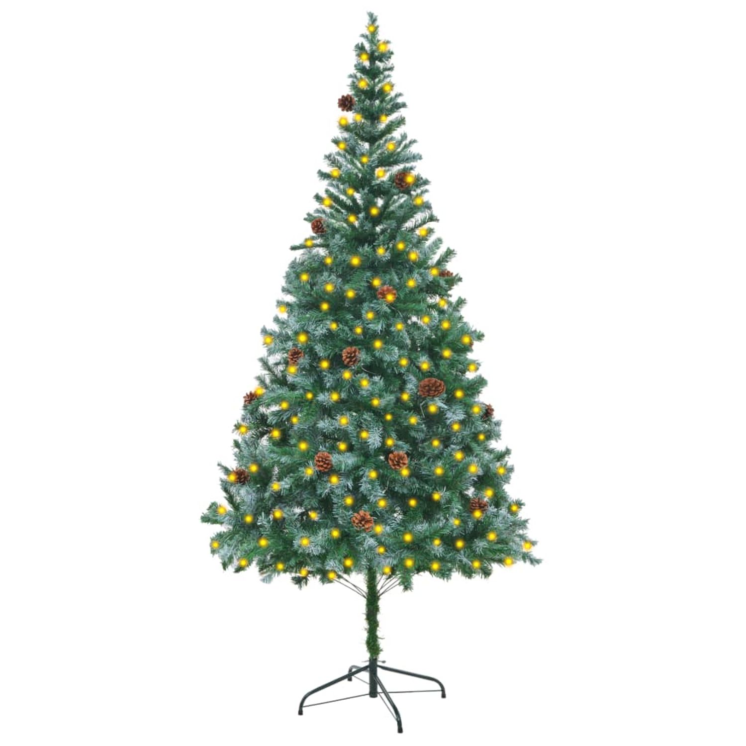 vidaXL Brad de Crăciun artificial cu LED-uri&conuri de pin, 210 cm,3077443 fotografia produsului