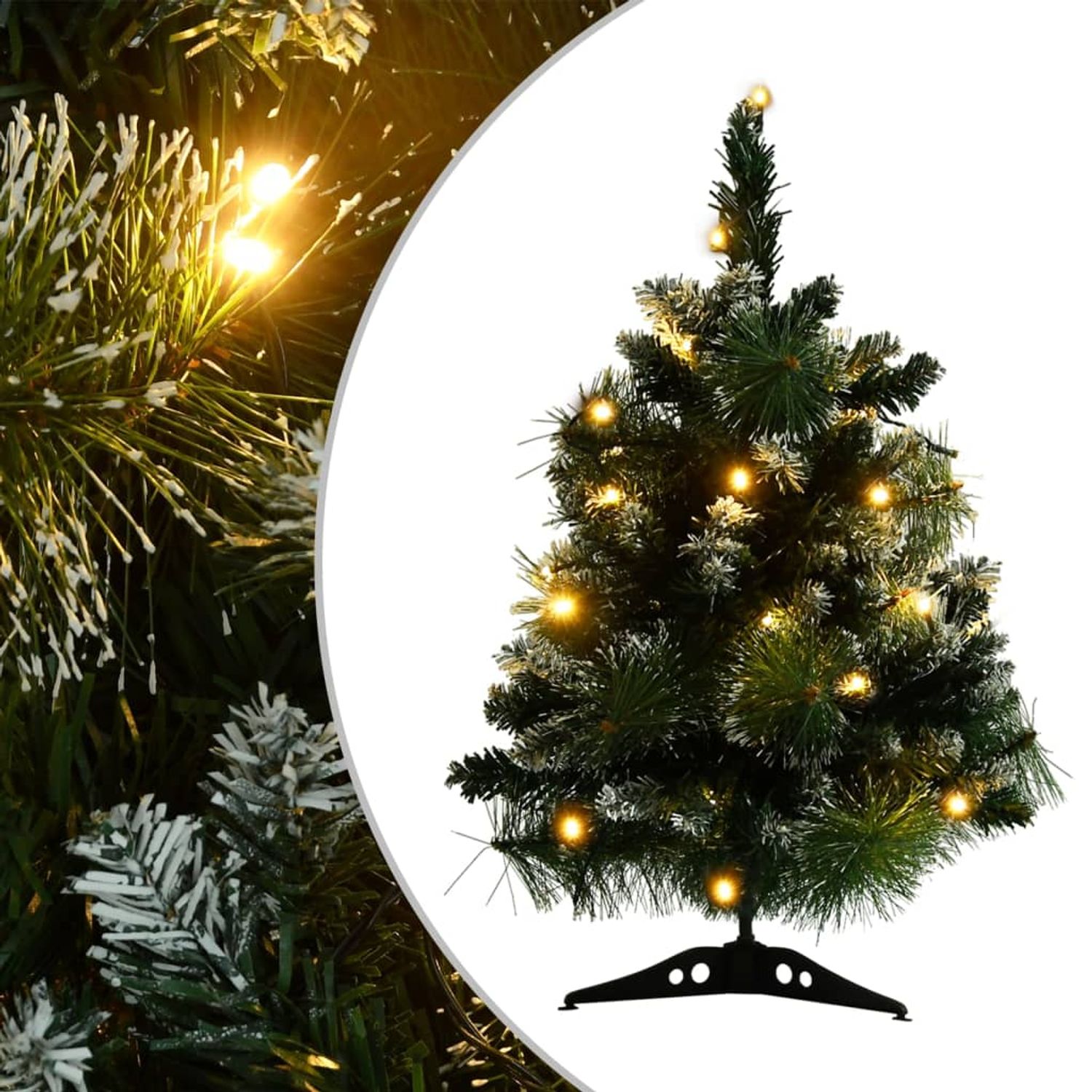 vidaXL Brad de Crăciun artificial cu suport & LED-uri verde 60 cm PVC,332850 fotografia produsului